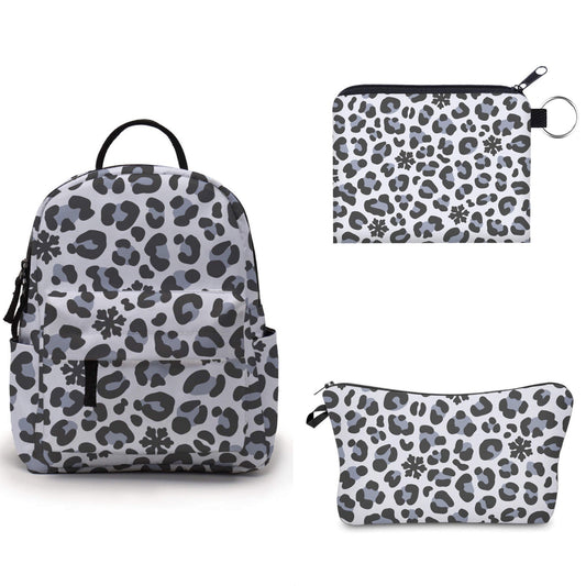 Mini Backpack, Pouch, & Coin Purse Holiday Set - Snowflake Animal Print