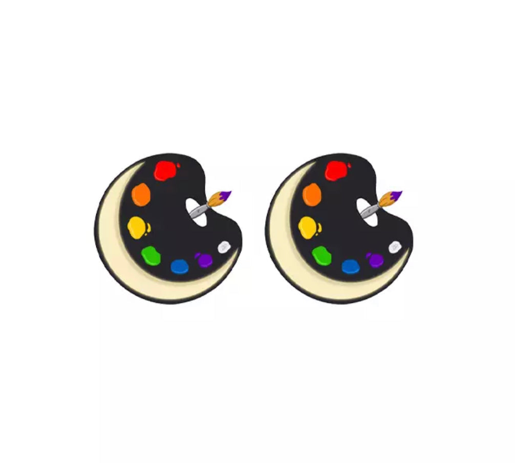 Acrylic Stud Earrings - Painting