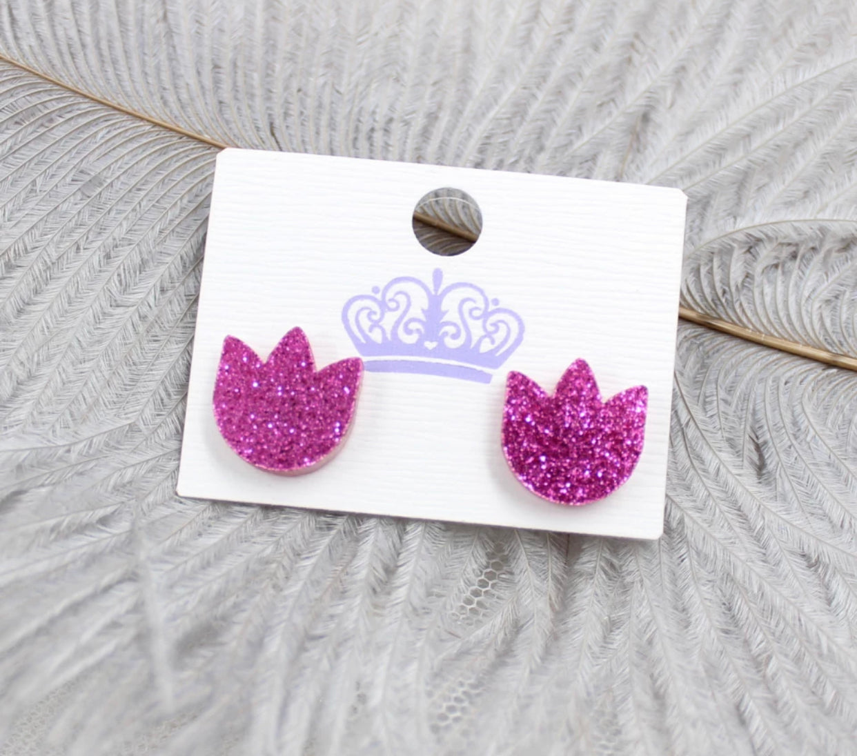 Acrylic Stud Earrings - Tulip