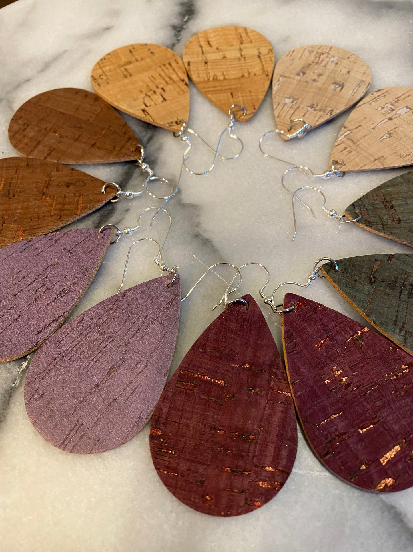 Faux Leather Cork Earrings - Color