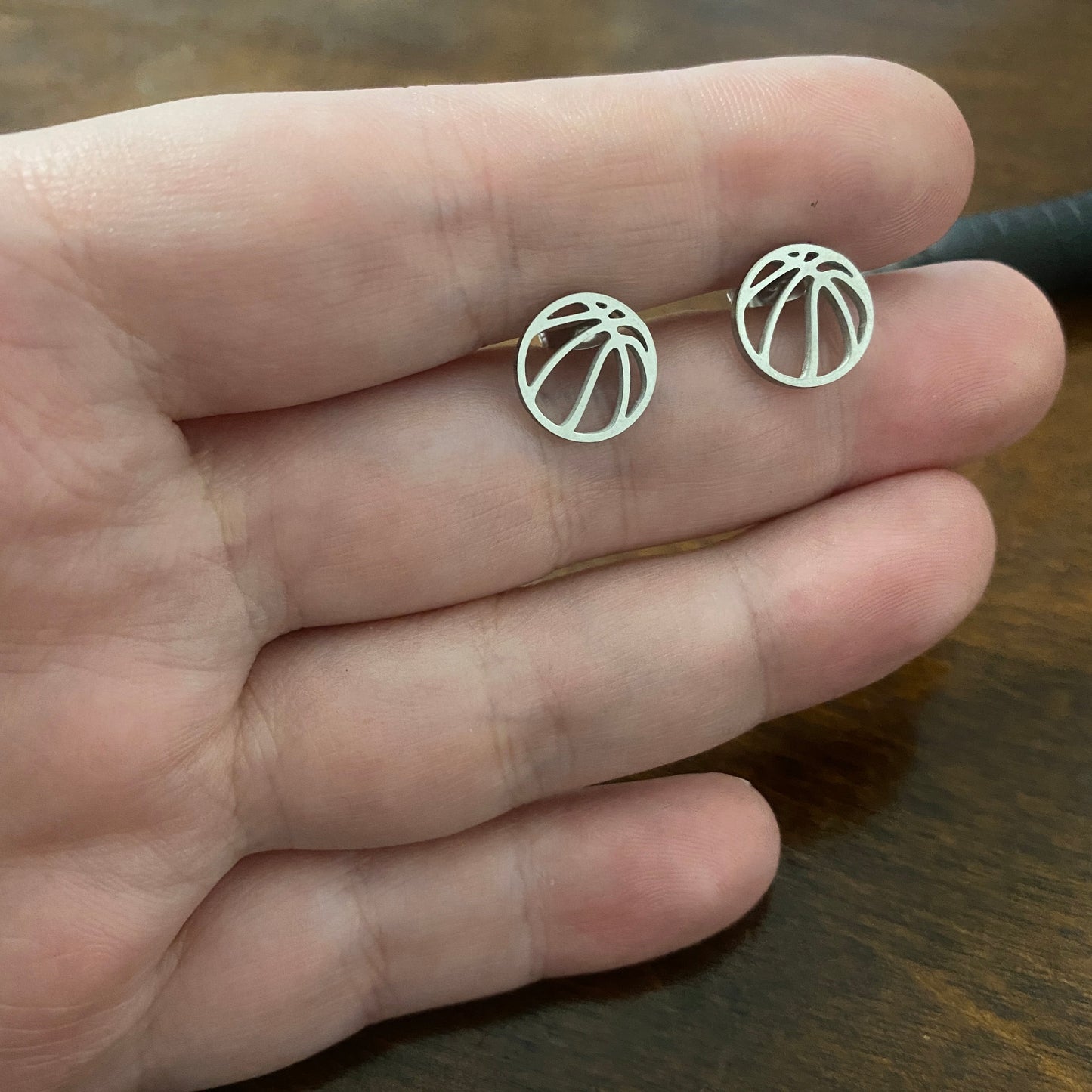 Metal Stud Earrings - Basketball