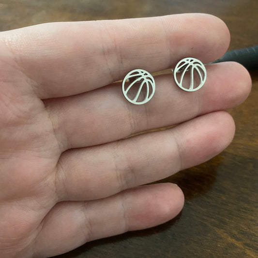 Metal Stud Earrings - Basketball