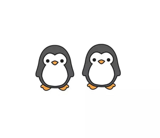 Acrylic Stud Earrings - Charcoal Penguin