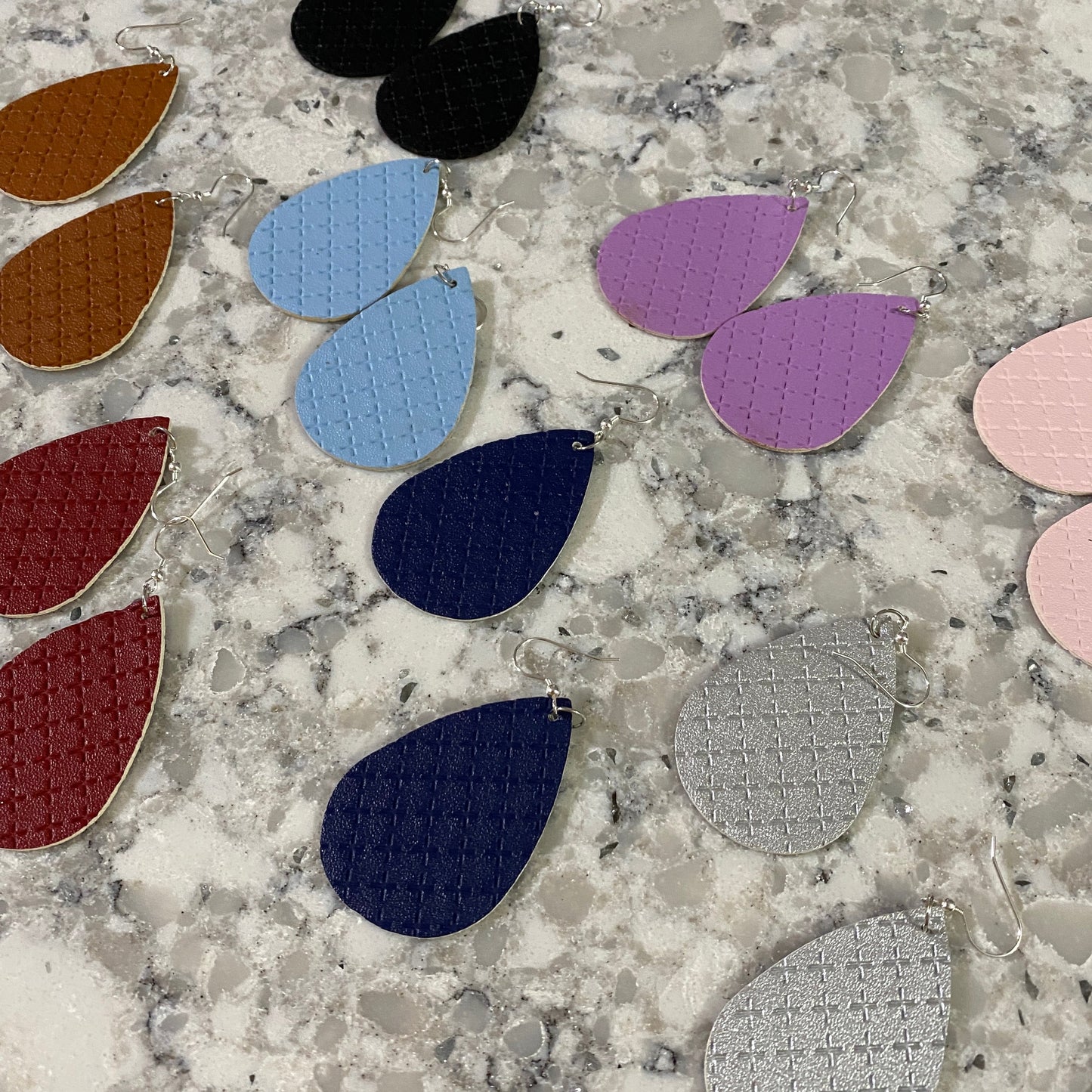 Faux Leather Earrings - X Mark Teardrops