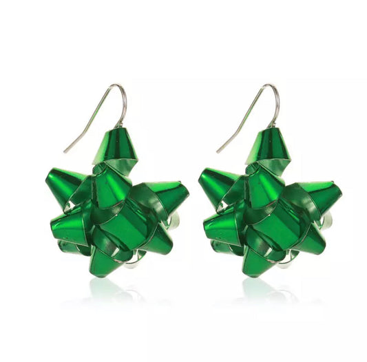 Metal Dangle - Green Package Bow