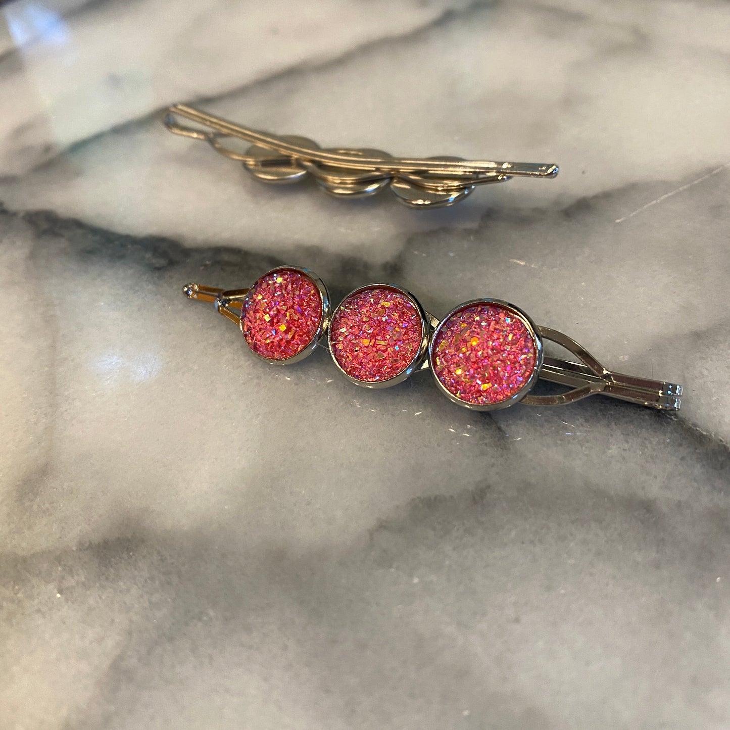 Druzy Hair Pin - Silver