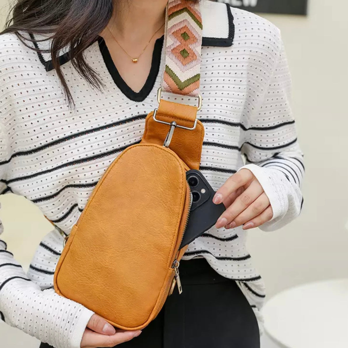 The Samantha Sling Crossbody - Faux Leather - Ready To Ship