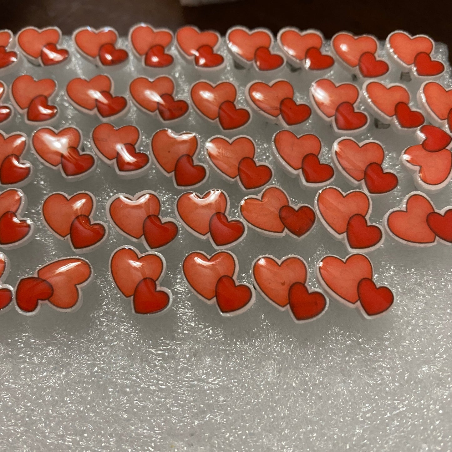 Acrylic Stud Earrings - Double Heart