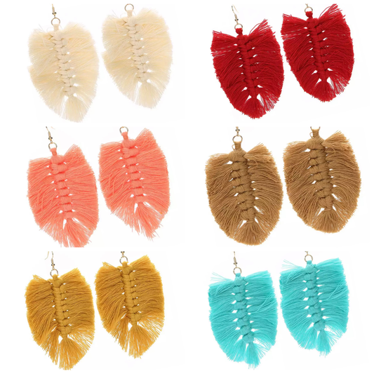 Macrame Earrings - Feather Solids