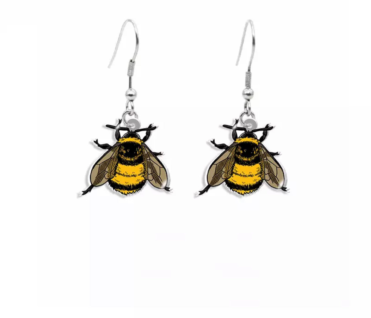 Acrylic Hook Dangle Earrings - Realistic Bee