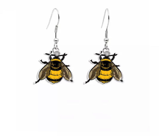 Acrylic Hook Dangle Earrings - Realistic Bee