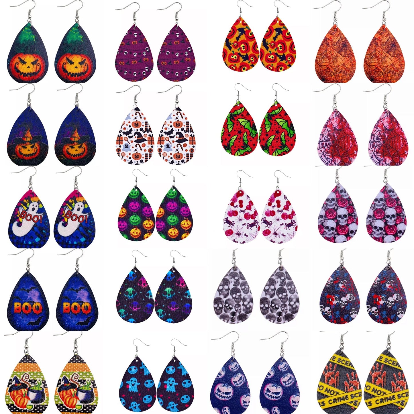 Faux Leather Earrings - Halloween Graphic