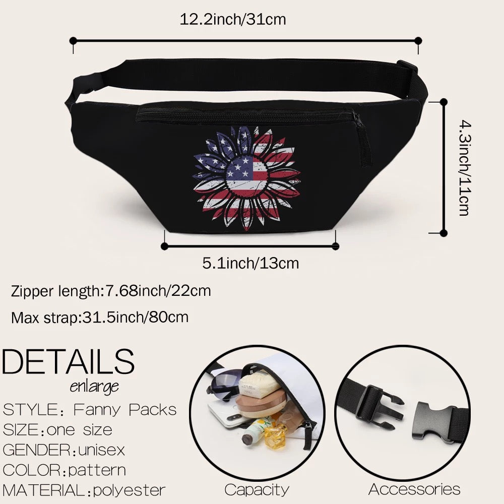 Fanny Pack Waist Bag - American Sunflower