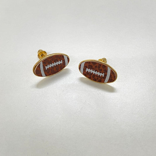 Metal Stud Earrings - Football