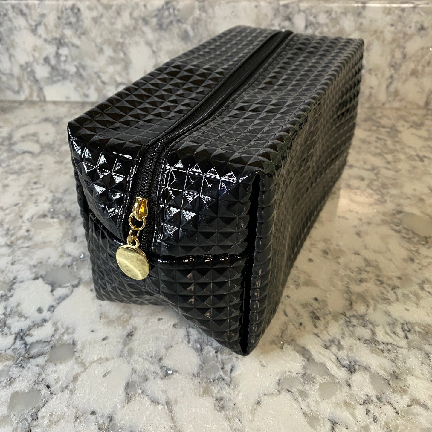 Pouch - Stand Up Rectangle Zip - Black Studded