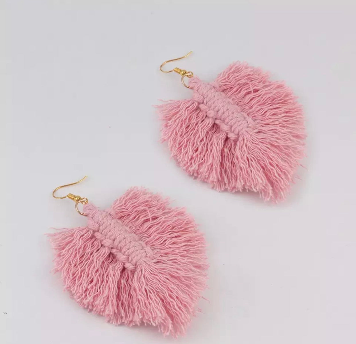 Macrame Earrings - Feather Fuzzy Smaller