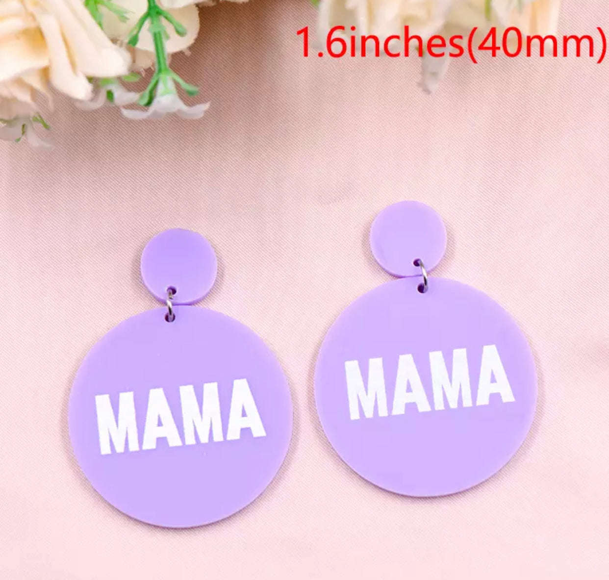 Acrylic Stud Dangle Earrings - Spring Round Mama