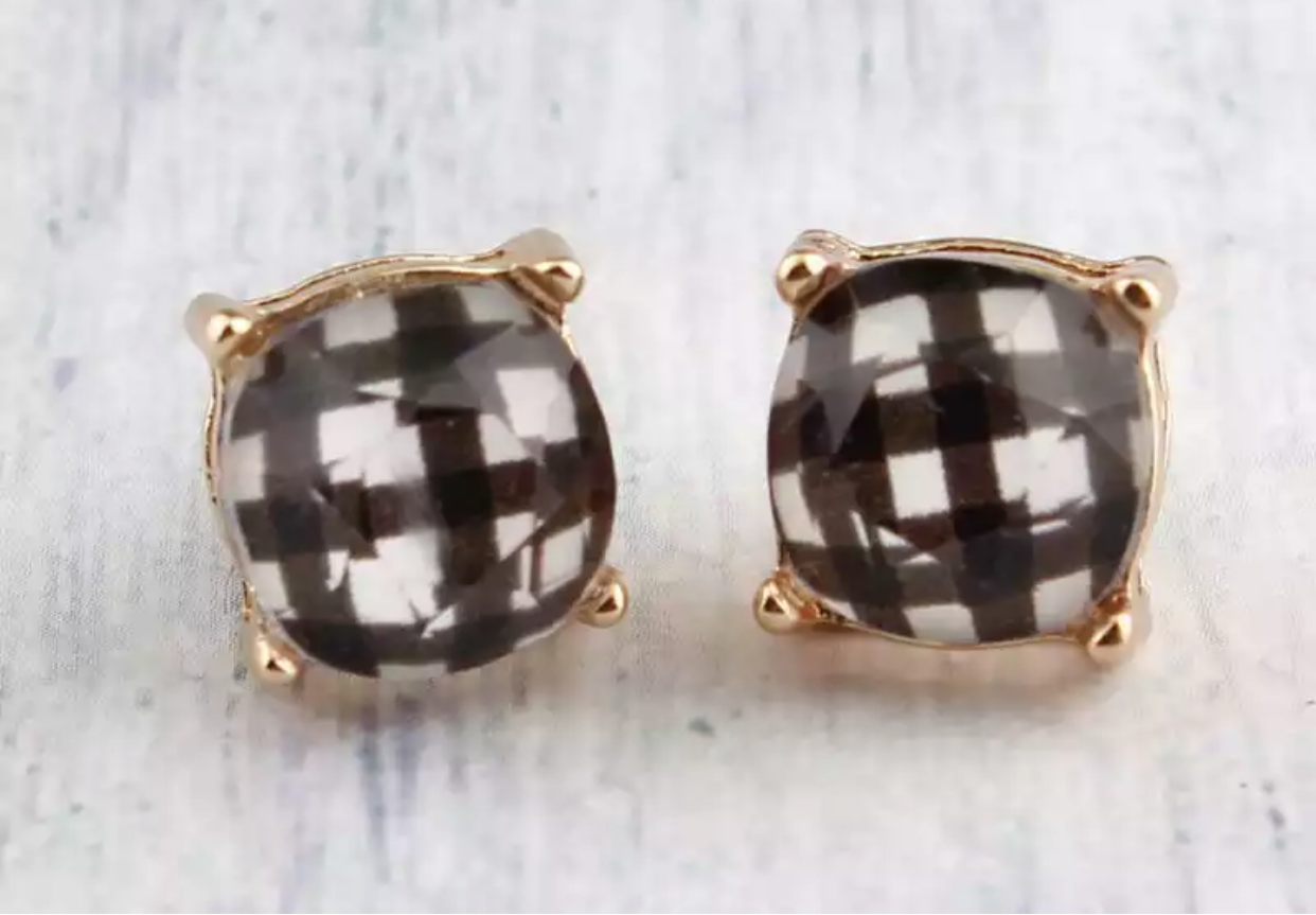 Mad for Plaid! Katie Stud Earrings - Gold