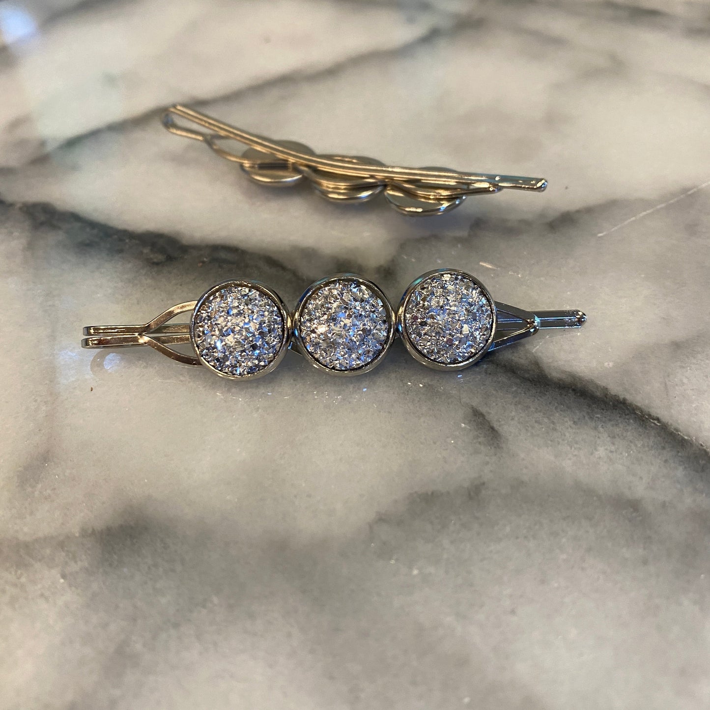 Druzy Hair Pin - Silver