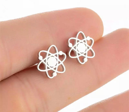 Metal Stud Earrings - Atom