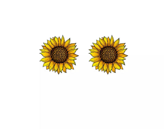 Acrylic Stud Earrings - Animal Print Sunflower