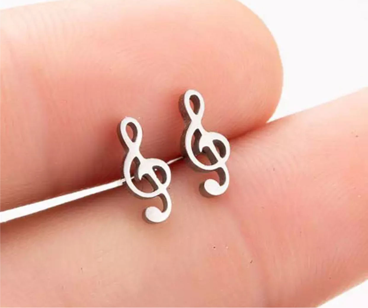 Metal Stud Earrings - Music Note