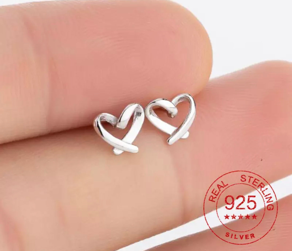 Metal Stud Earrings - Heart Twist - Sterling Silver