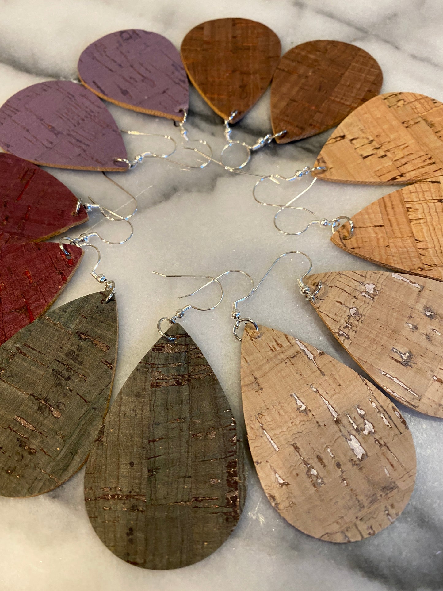 Faux Leather Cork Earrings - Color