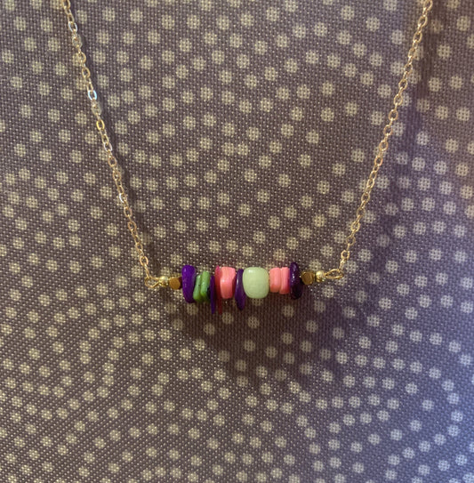 Necklace - Stone Bar Multi Color