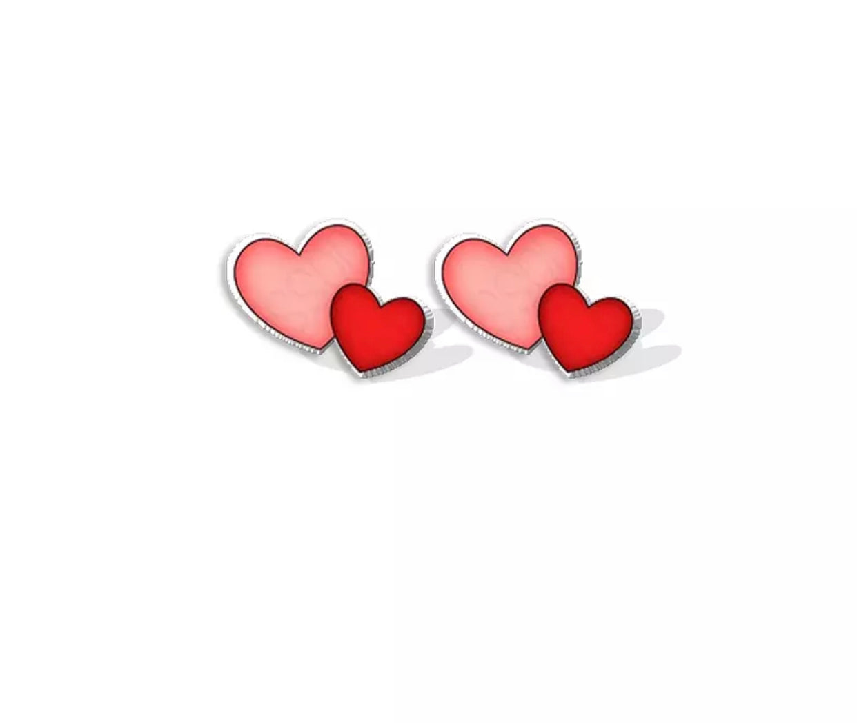 Acrylic Stud Earrings - Double Heart
