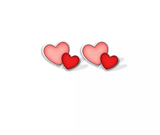 Acrylic Stud Earrings - Double Heart