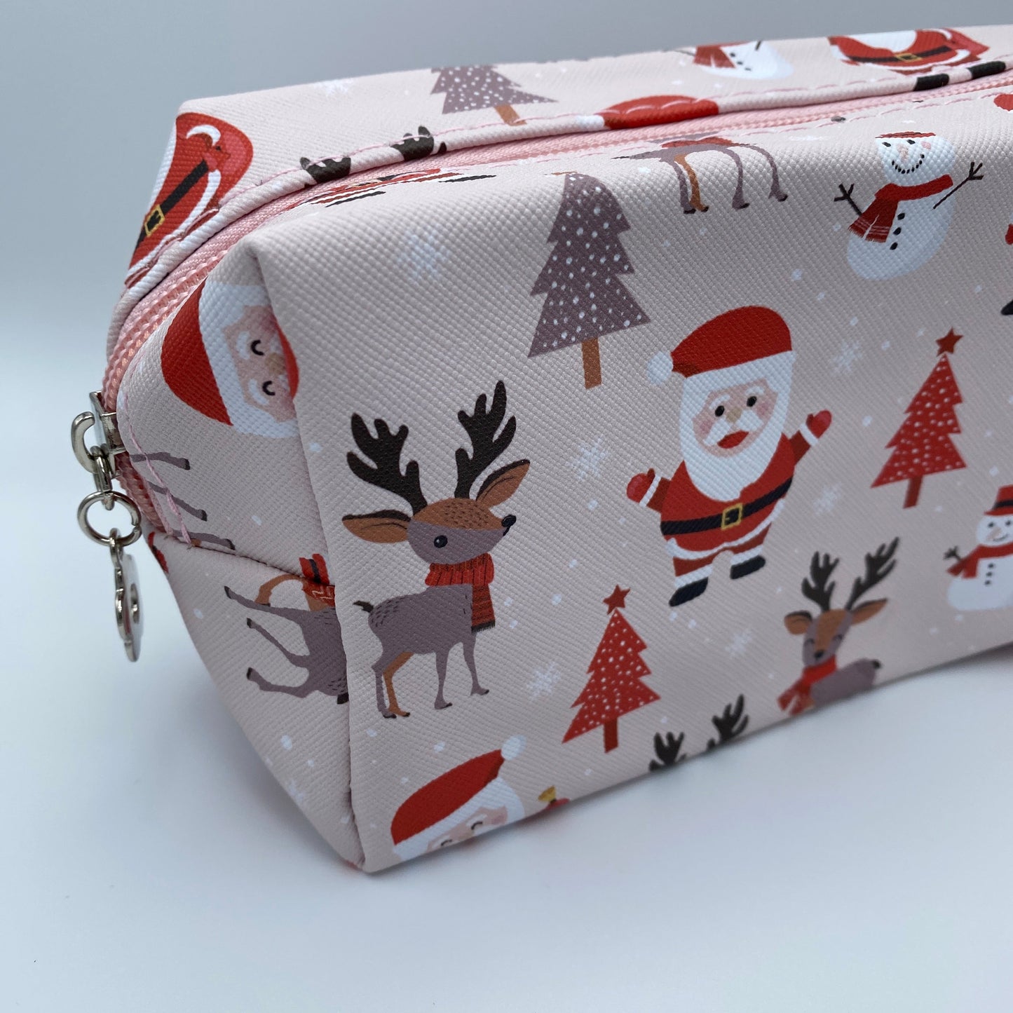Pouch - Stand Up Rectangle Zip - Pink Christmas