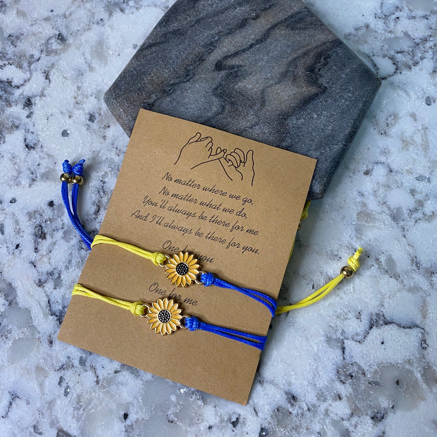 Bracelet - Make A Wish - Blue Yellow Sunflower