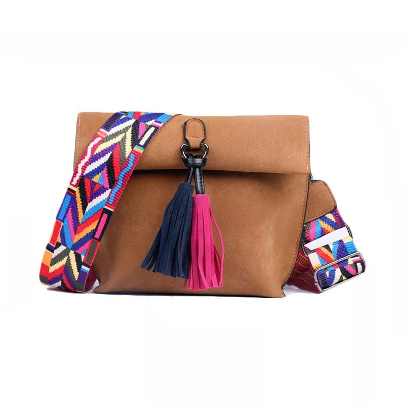 The Sharon Faux Suede Tassel Purse