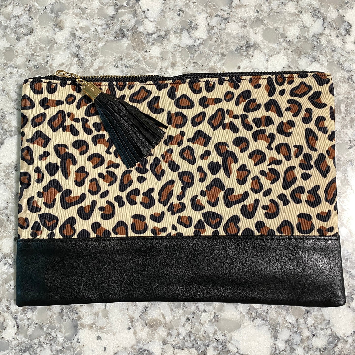 Clutch - Oversized Faux Leather & Canvas