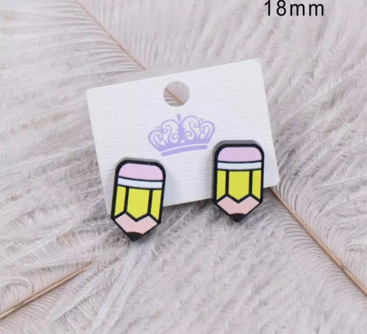 Acrylic Stud Earrings - Pencil