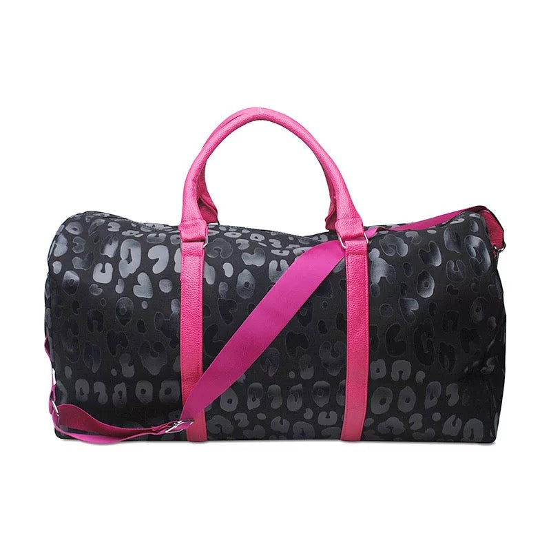 The Weekender Duffle - Hot Pink & Black Animal Print *Damaged*