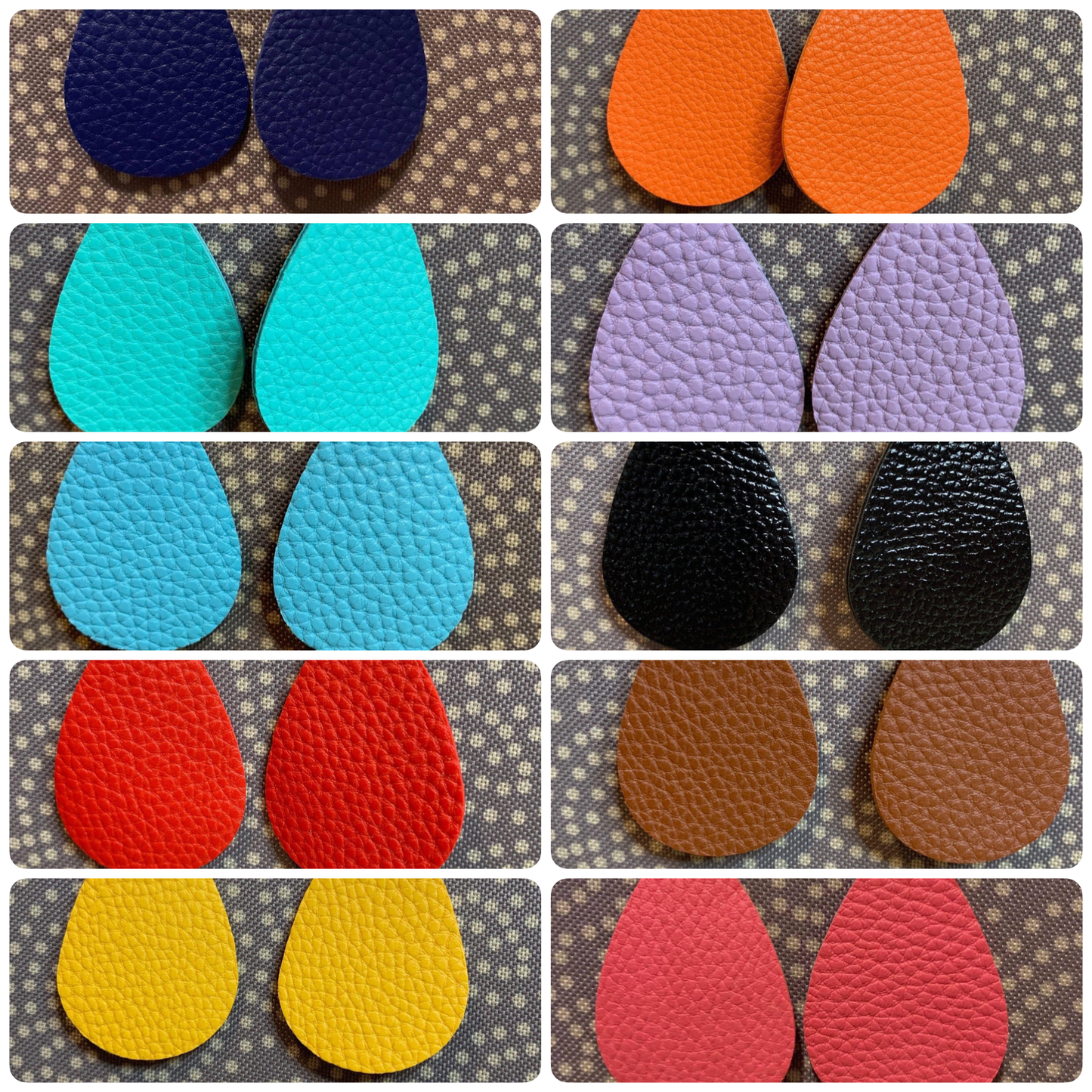 Faux Leather Earrings - Solid Teardrop