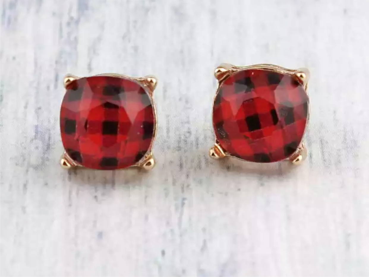 Mad for Plaid! Katie Stud Earrings - Gold