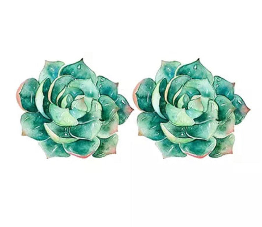 Acrylic Stud Earrings - Bright Green Succulent