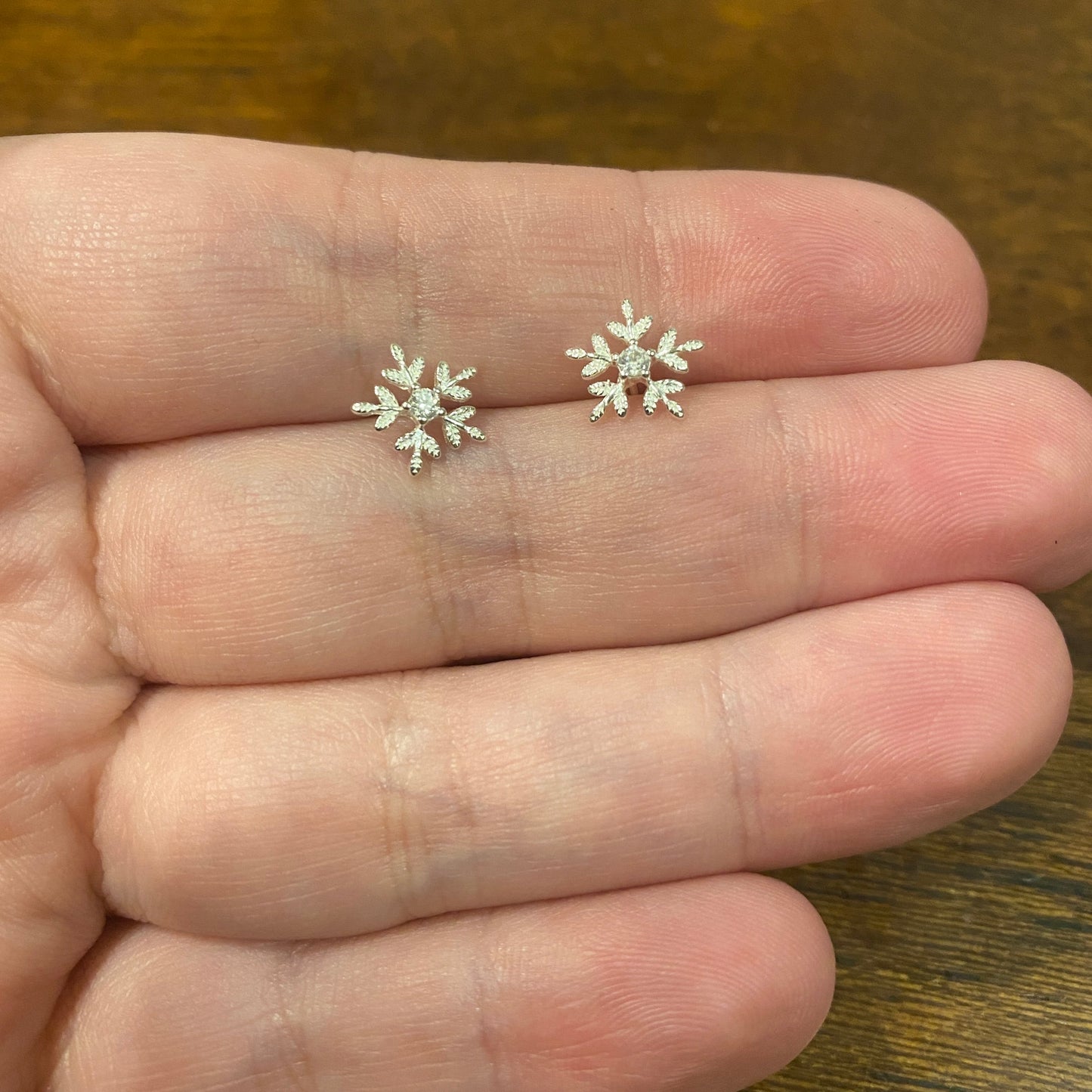 Snowflake Gem Earrings - Sterling Silver
