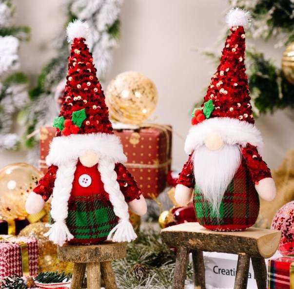 Gnome - Holiday G - Sequin & Plaid