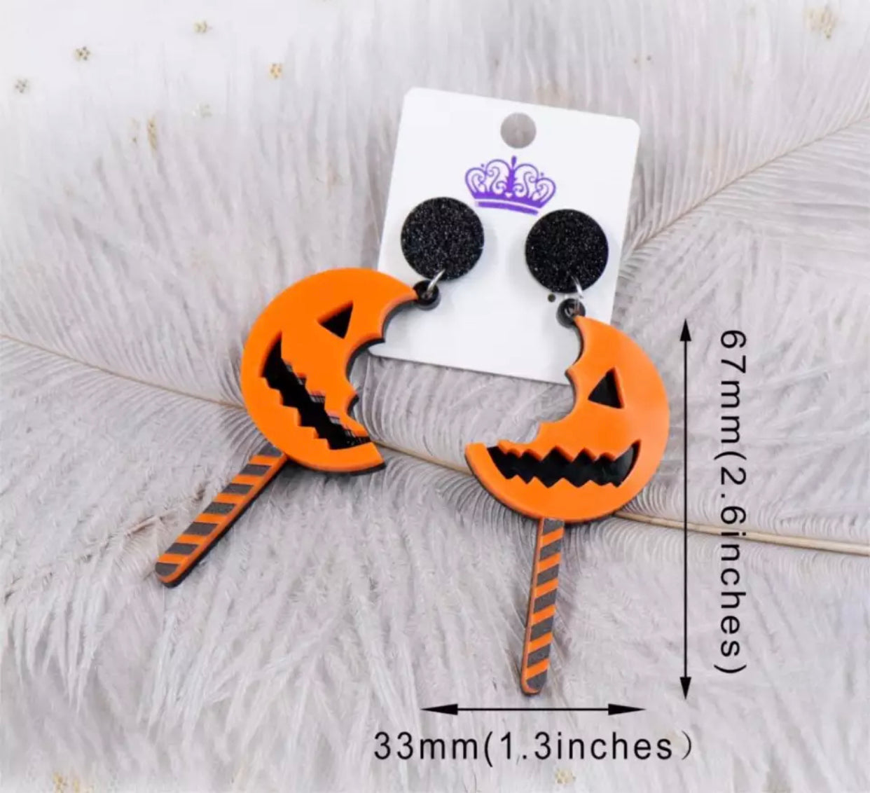 Pumpkin Lollipop Stud Dangles - Halloween