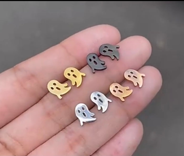 Metal Stud Earrings - Ghost #2 - Halloween