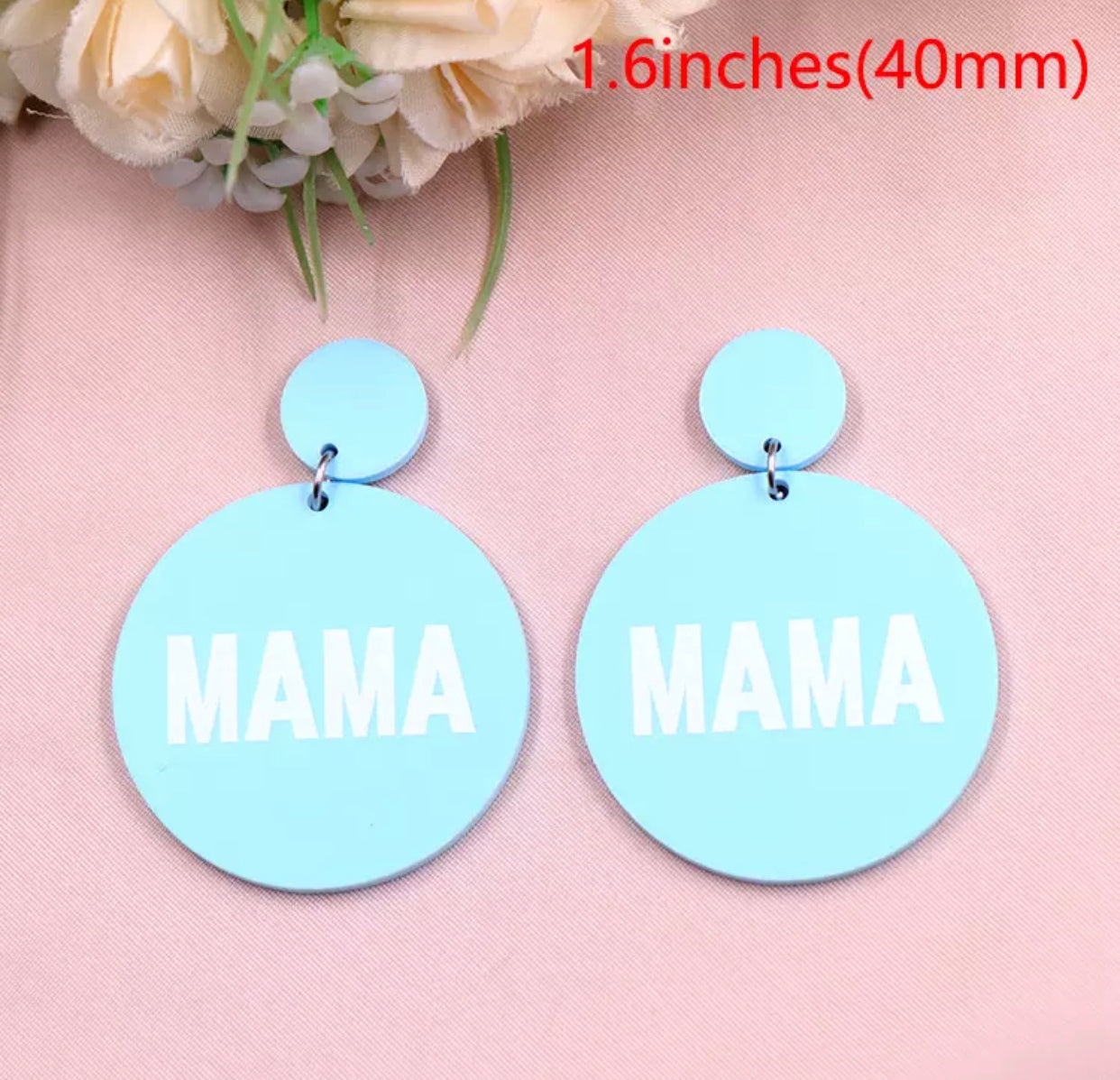 Acrylic Stud Dangle Earrings - Spring Round Mama