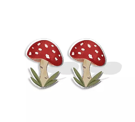 Acrylic Stud Earrings - Mushroom