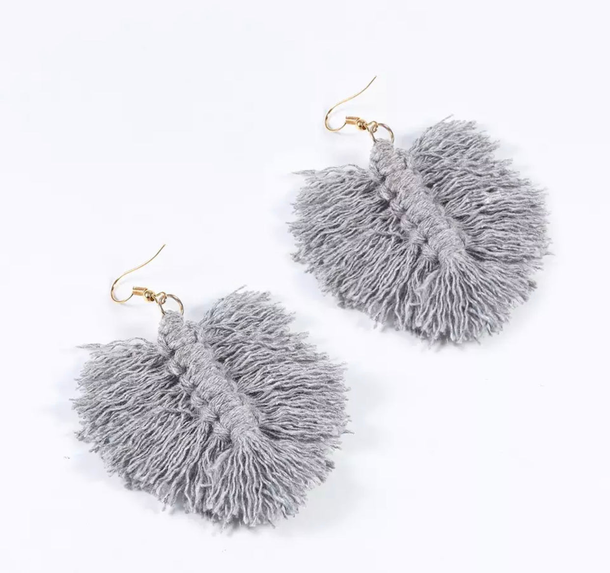 Macrame Earrings - Feather Fuzzy Smaller
