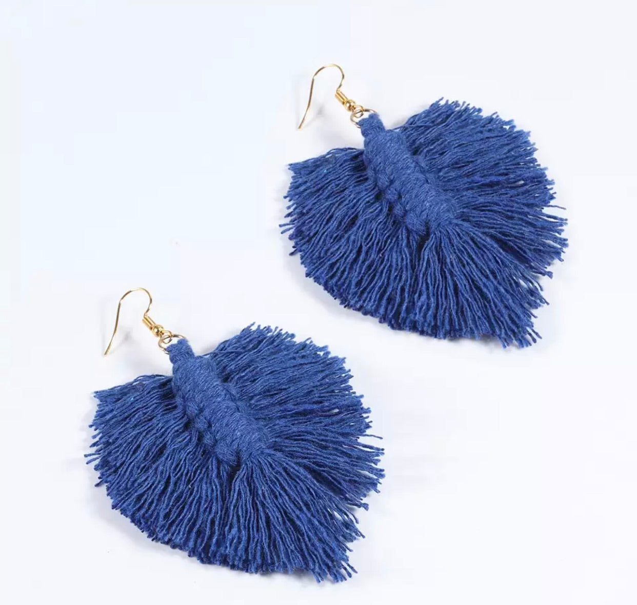 Macrame Earrings - Feather Fuzzy Smaller