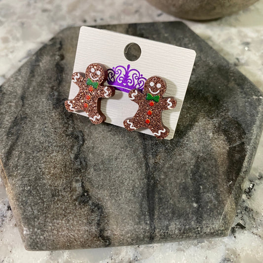 Acrylic Studs - Decorated Gingerbread Man