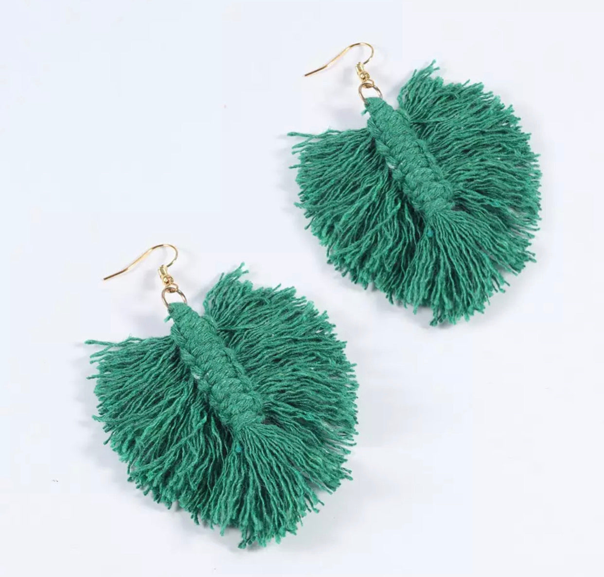 Macrame Earrings - Feather Fuzzy Smaller